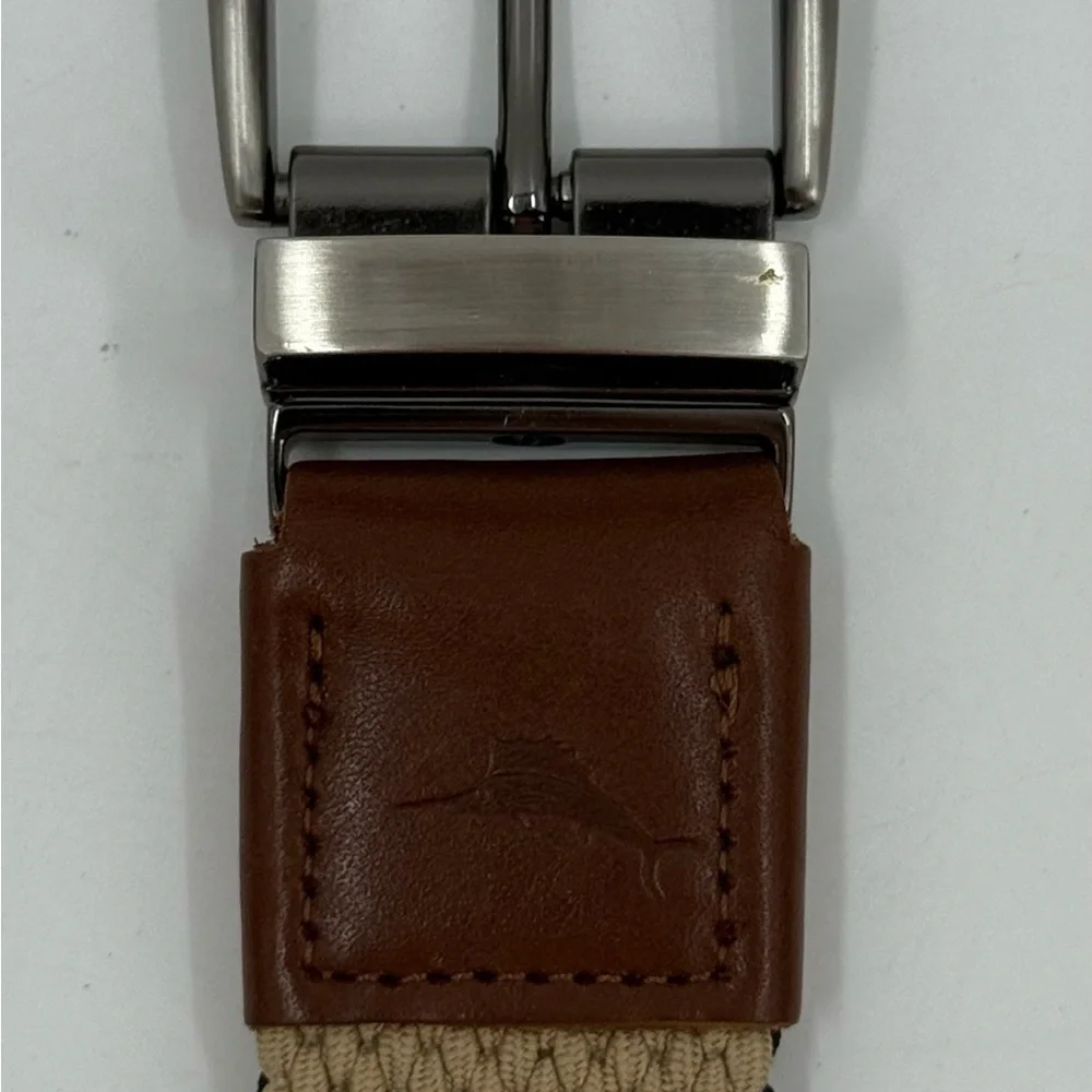 Tommy Bahama Reversible‎ Stretch Cord  Belt Navy Blue & Tan Men's L/XL NWOT